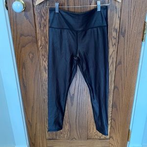 Zyia Faux Leather Shine Metallic Light N Tight High Rise Leggings Black